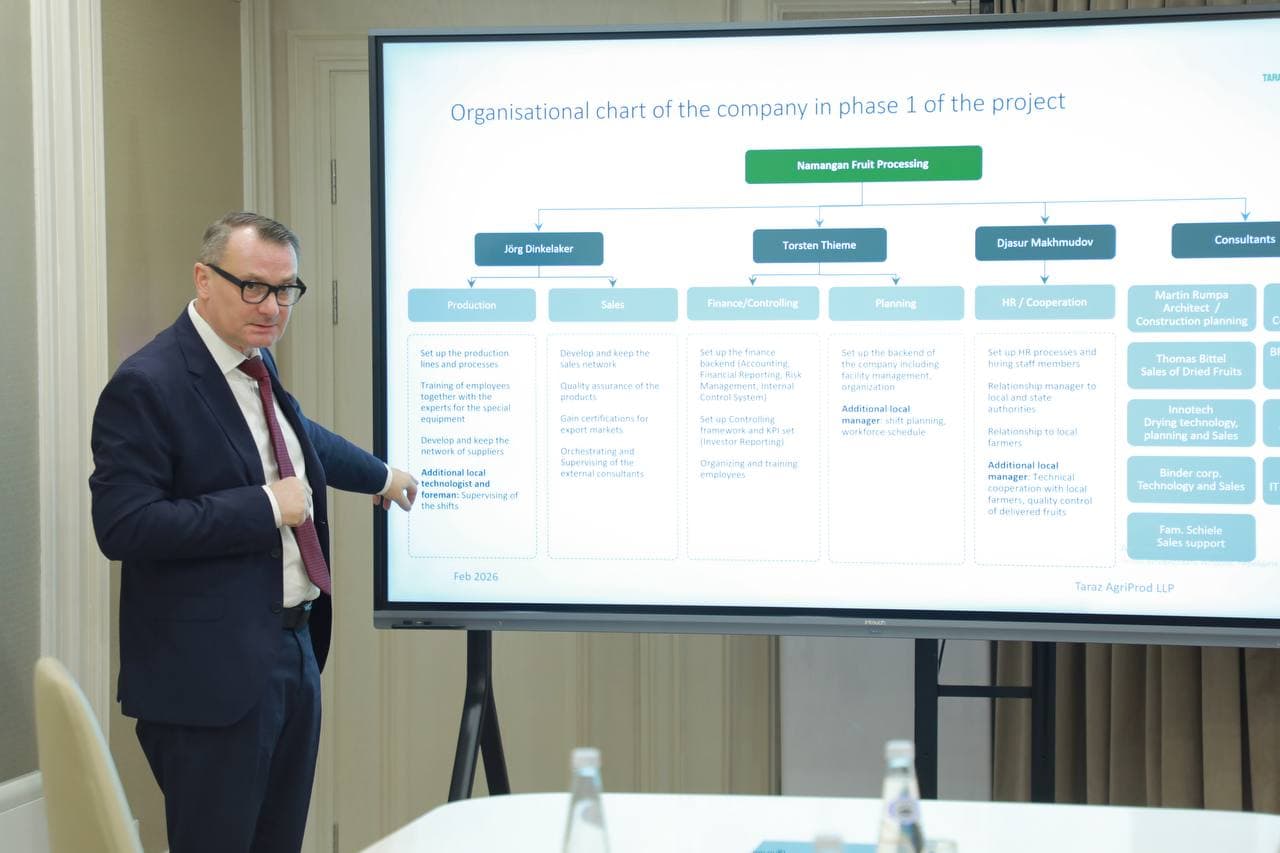 Namanganda meva-sabzavotni qayta ishlashda Germaniya tajribasi asosida samarali boshqaruv modeli joriy etiladi