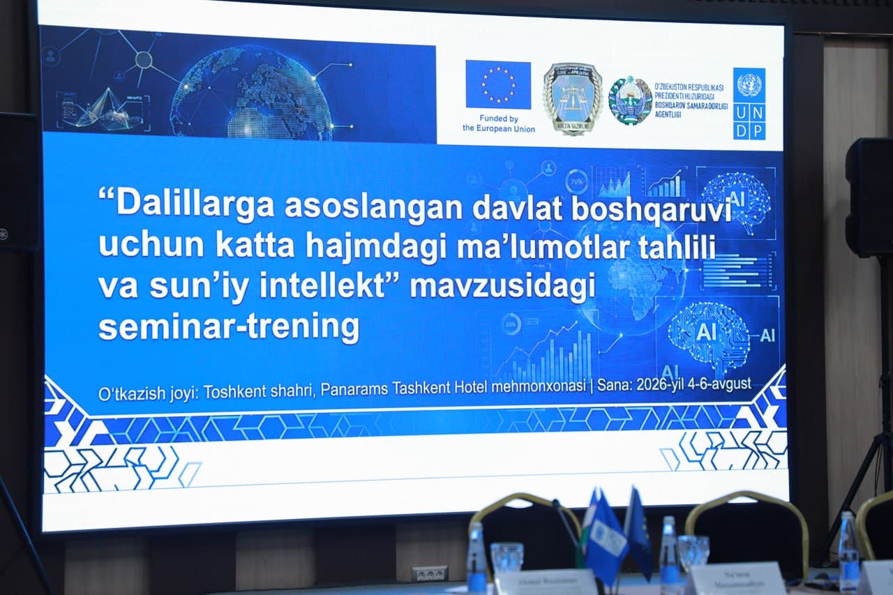 Davlat boshqaruvida Big Data va sun’iy intellektdan foydalanish bo‘yicha xalqaro seminar-trening boshlandi