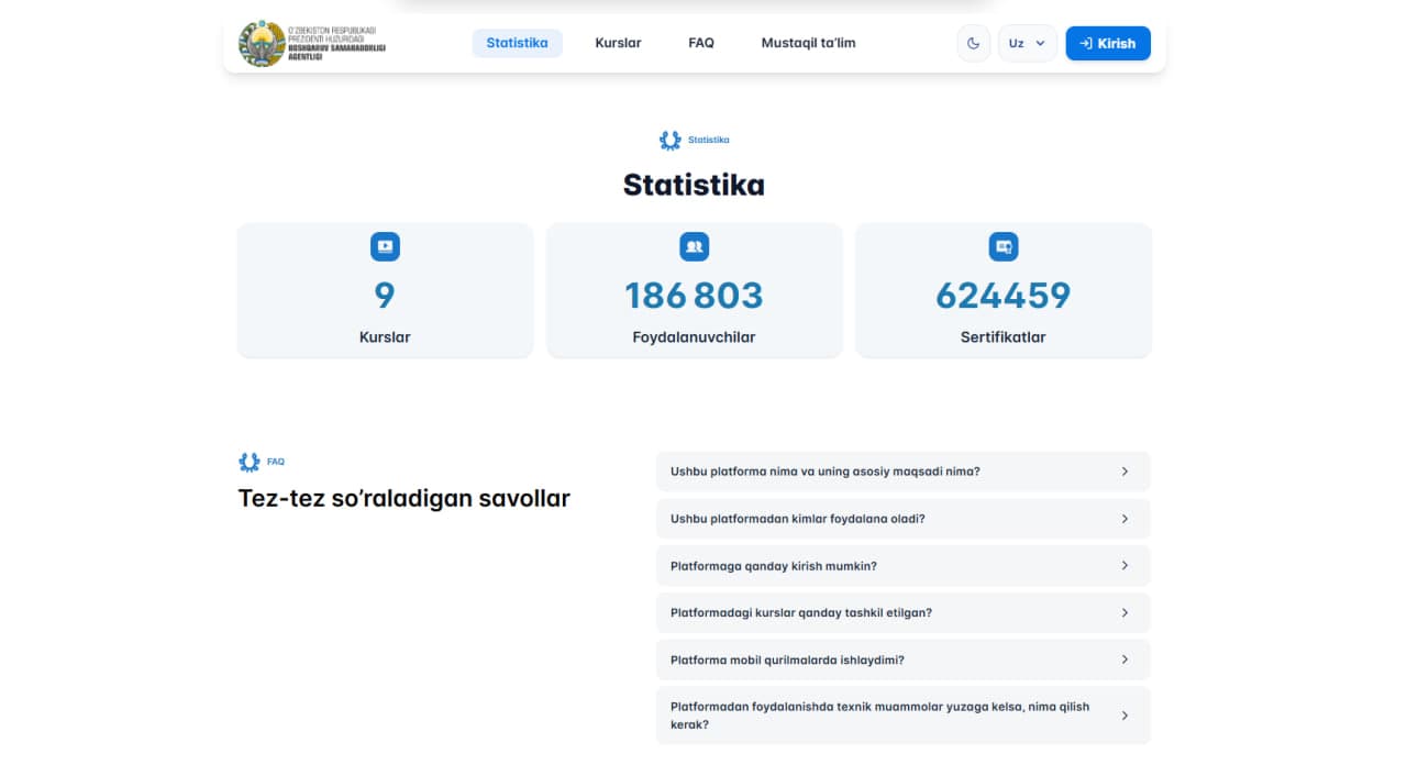 Davlat xizmatchilarining malakasini oshirish onlayn platformasi – kasbiy rivojlanish uchun zamonaviy ta'lim muhiti